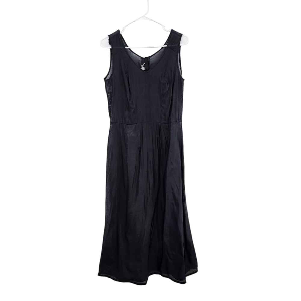 Din Vintage Women's Sheer Sleeveless V-neck A-line Midi Lightweight Dress - 4
